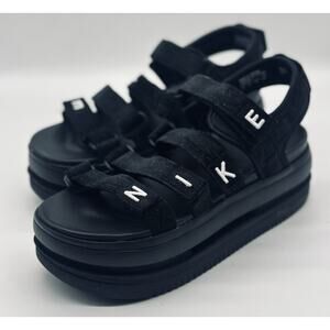 NEW Nike Icon Classic SE Platform Black White Sandals FJ2596-001 Women’s Size 9